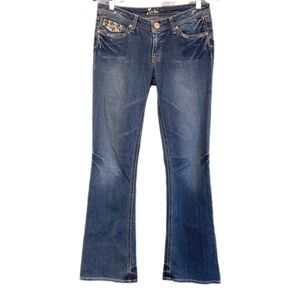 💠MARCIANO Bling Embellished Bootcut Jeans Gold Leopard Studded